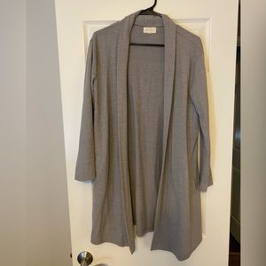 Melloday long, grey, pocketed cardigan